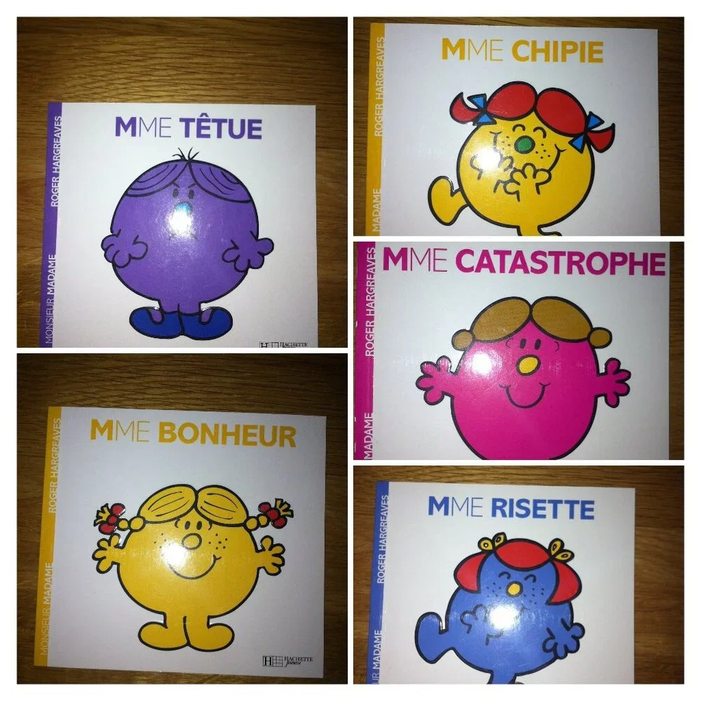 Mme Tetue, Mme Bonheur, Mme Chipie, Mme Risette, Mme Catastrophe by Hargreaves